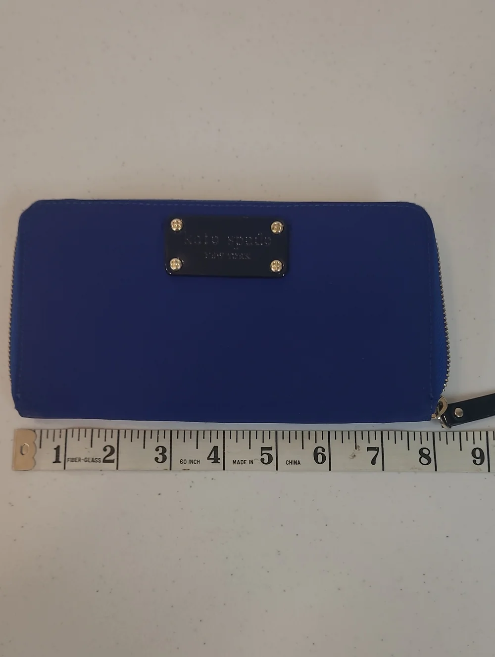Kate Spade Leather Wellesley Neda Large Zip Wallet in Cobalt Blue w/Gold Accents